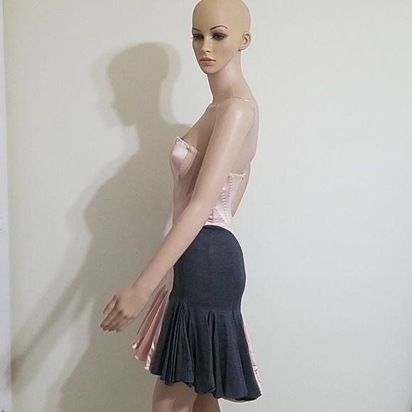 ALEXANDER MCQUEEN 2000s VINTAGE Jersey & Silk Corset Mini Dress. - Picture 1 of 8
